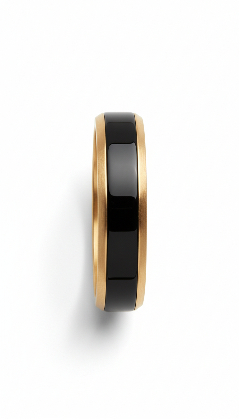 Obsidian Black Enamel Geometric Bangle