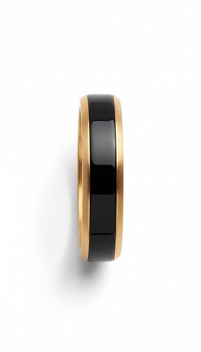 Obsidian Black Enamel Geometric Bangle