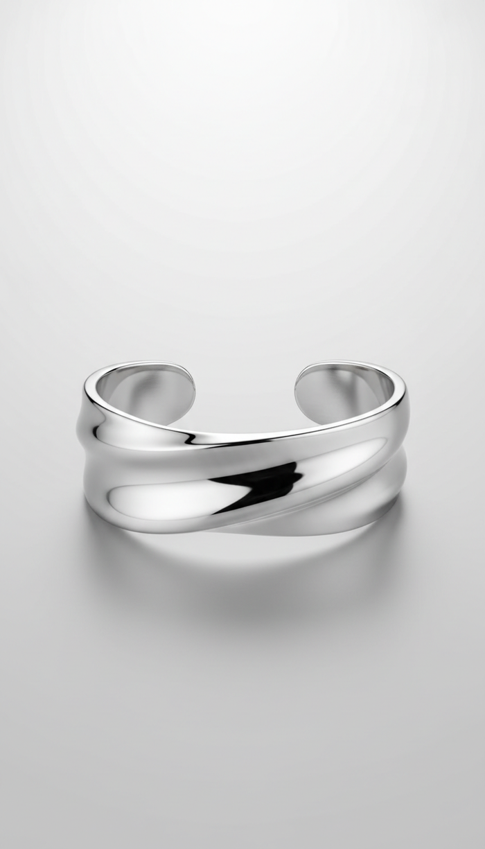 Platinum Mist Mirror-Finish Open Cuff