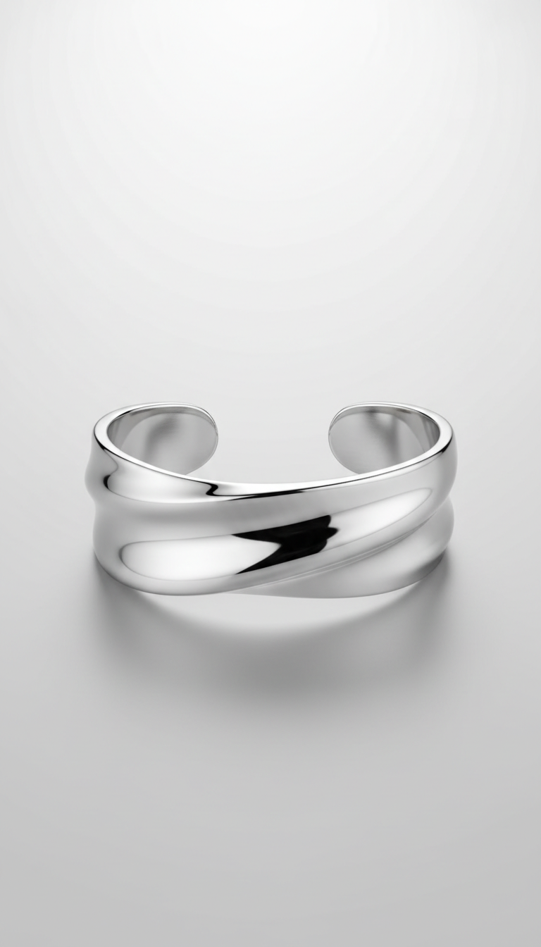 Platinum Mist Mirror-Finish Open Cuff